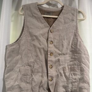 Vintage Structure Men's Light Brown Linen Vest